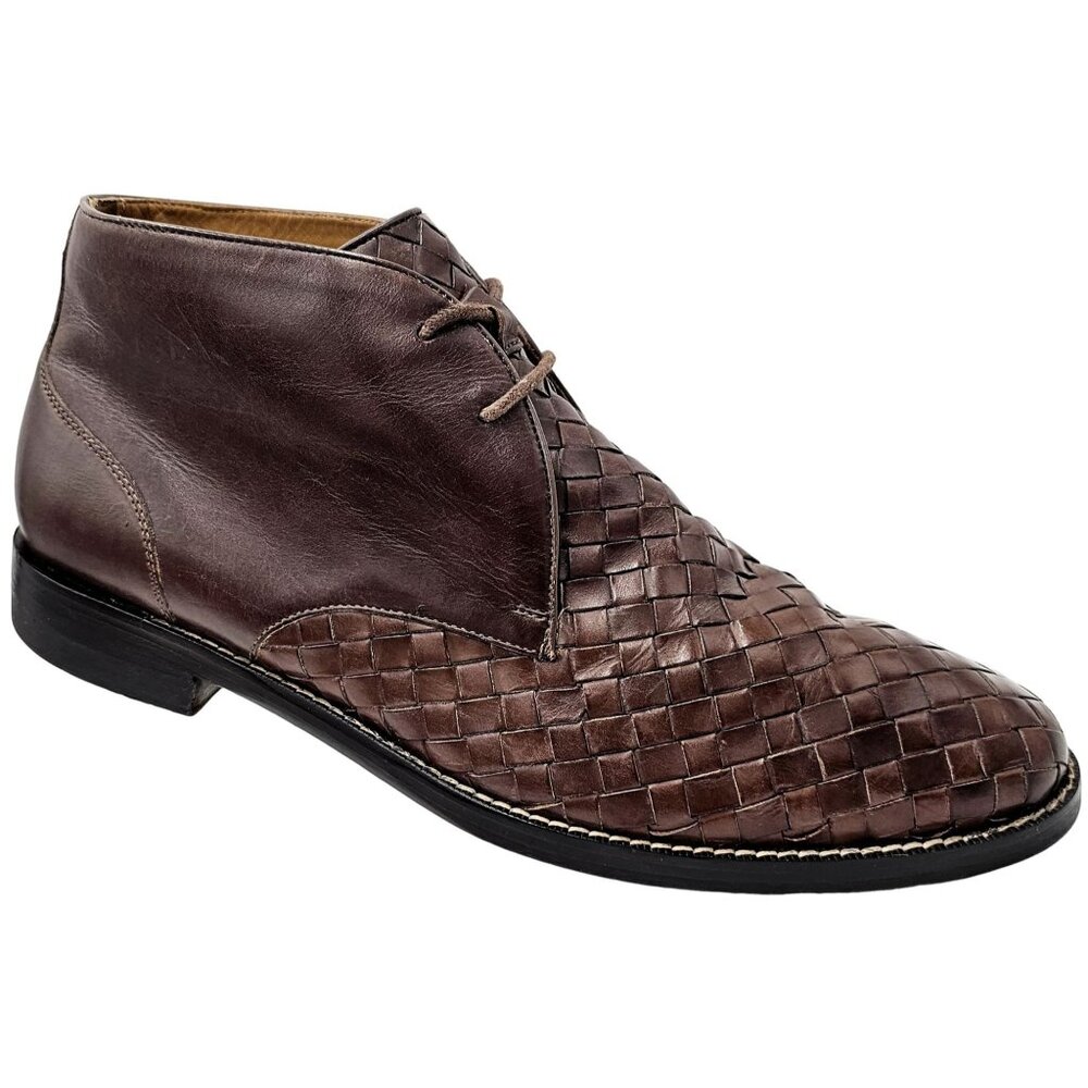 Cole Haan Cambridge Brown Woven Leather Chukka Boots Mens 8.5M Dress Shoes Ankle - Picture 15 of 16
